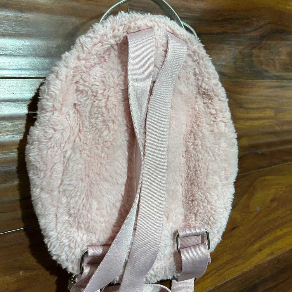 PLAYBOY Pink Furry Backpack Small, zip up, flaws, vintage Y2K - Picture 8 of 11